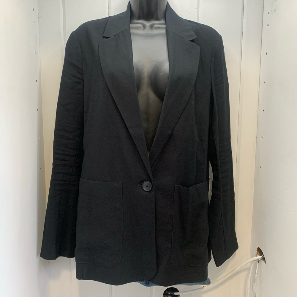 A New Day Blazer Size S Black Jacket Single Button Front Pockets Classic Unlined